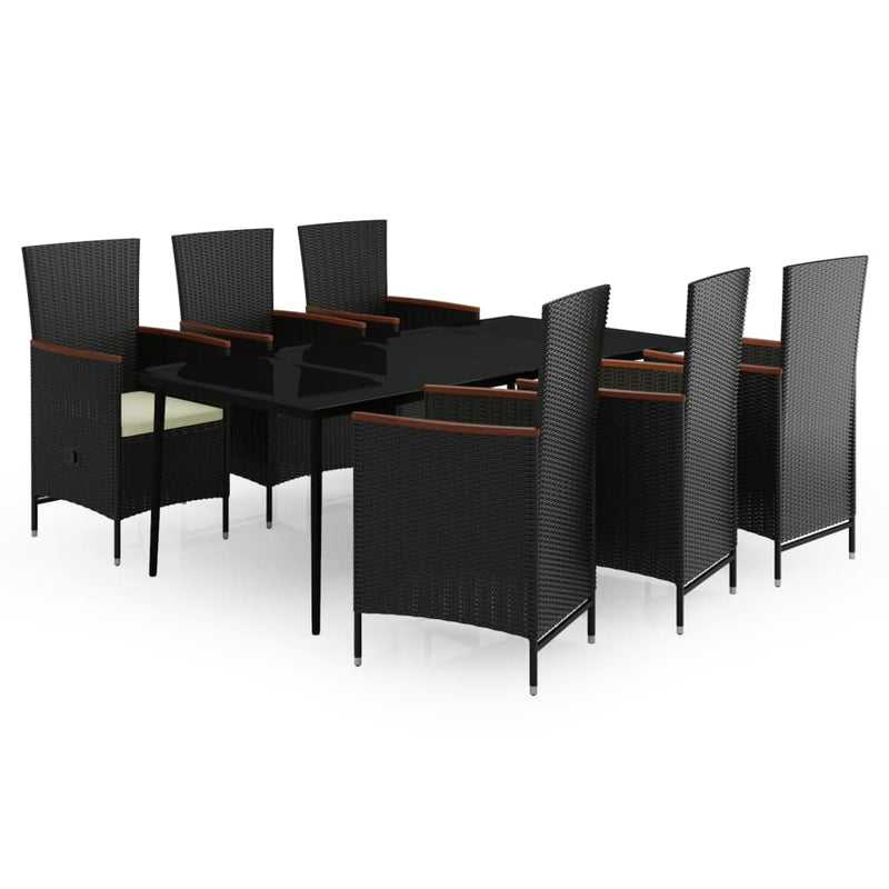7 Piece Garden Dining Set with Cushions Black Payday Deals