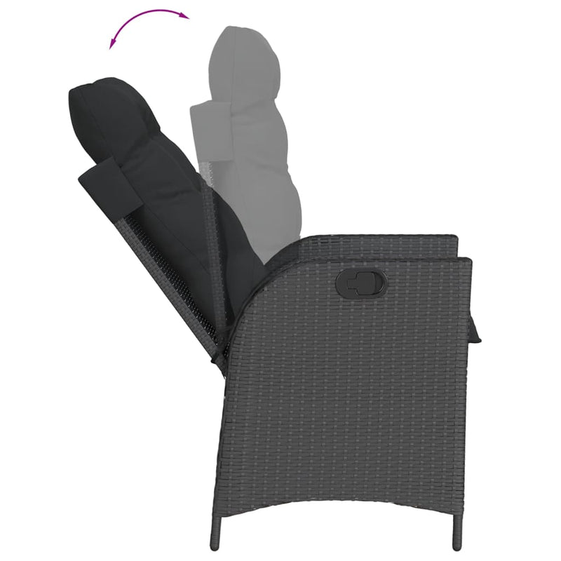 7 Piece Garden Dining Set with Cushions Black Poly Rattan Payday Deals