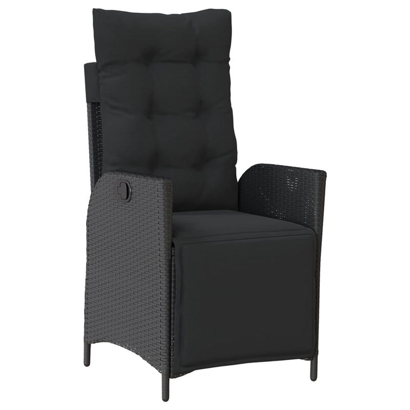7 Piece Garden Dining Set with Cushions Black Poly Rattan Payday Deals