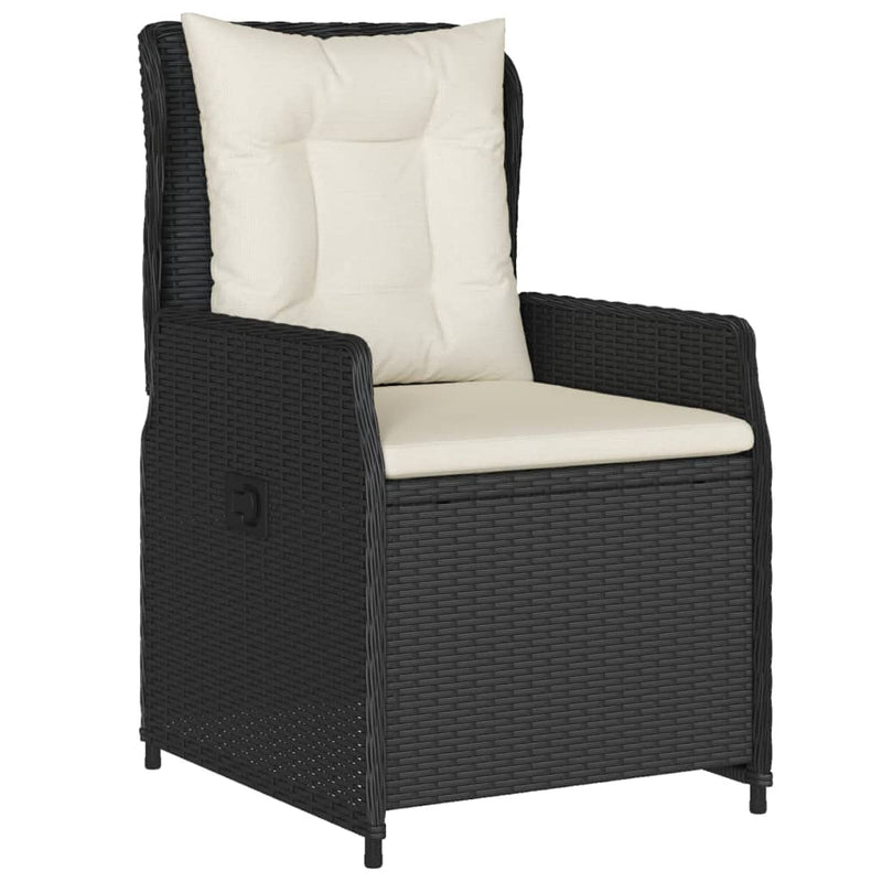 7 Piece Garden Dining Set with Cushions Black Poly Rattan Payday Deals