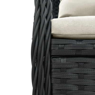 7 Piece Garden Dining Set with Cushions Black Poly Rattan Payday Deals