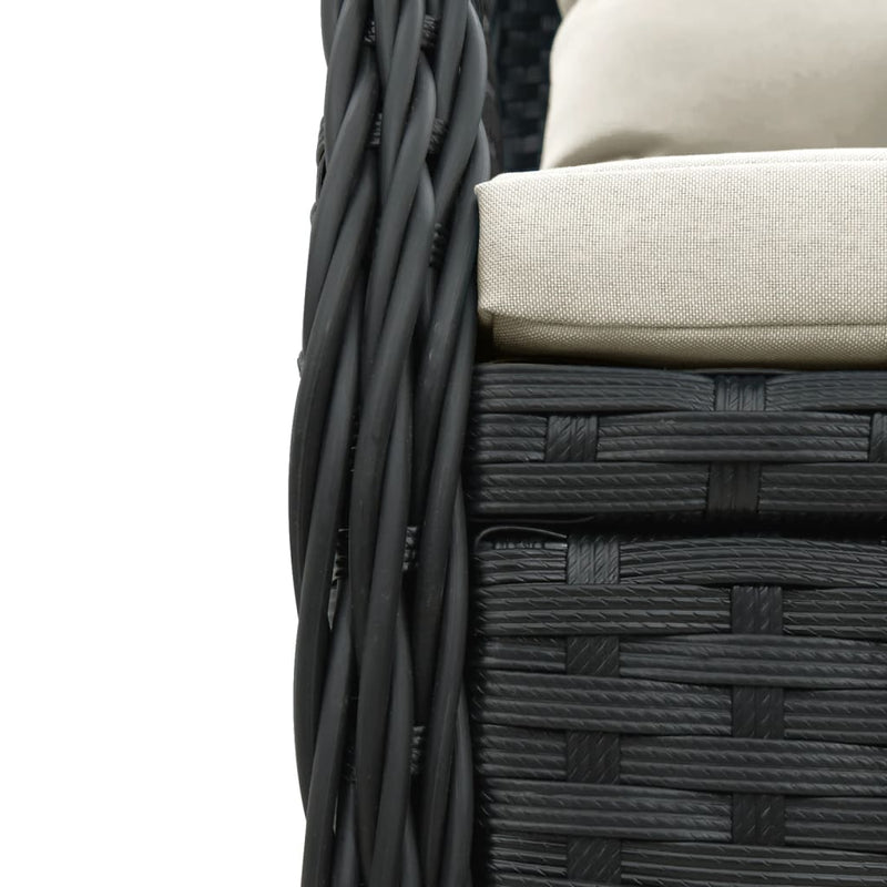 7 Piece Garden Dining Set with Cushions Black Poly Rattan Payday Deals