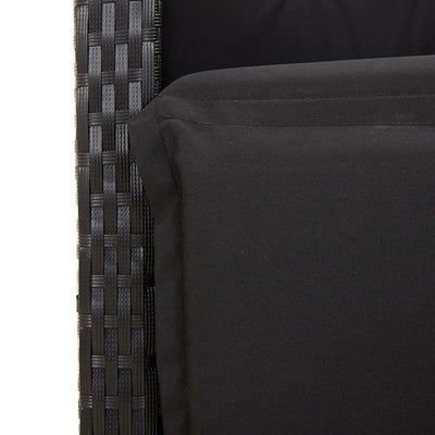7 Piece Garden Dining Set with Cushions Black Poly Rattan Payday Deals