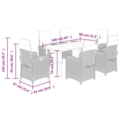 7 Piece Garden Dining Set with Cushions Black Poly Rattan Payday Deals