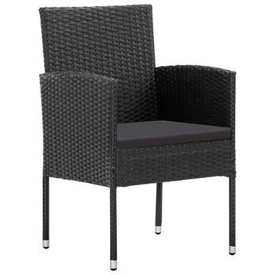 7 Piece Garden Dining Set with Cushions Black Poly Rattan Payday Deals