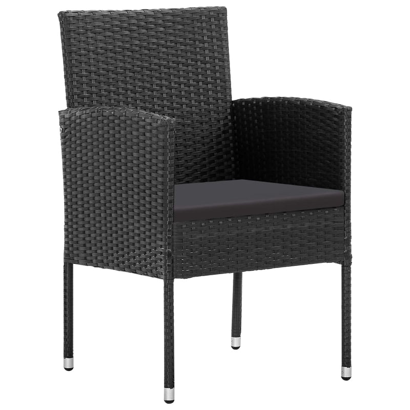 7 Piece Garden Dining Set with Cushions Black Poly Rattan Payday Deals