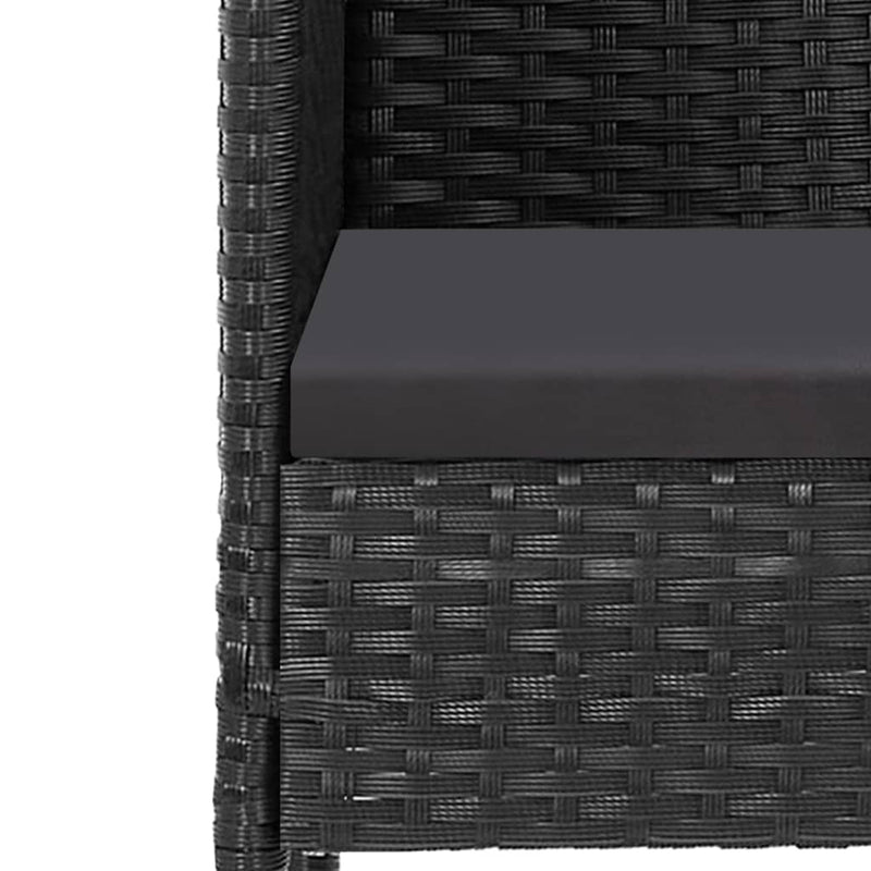 7 Piece Garden Dining Set with Cushions Black Poly Rattan Payday Deals