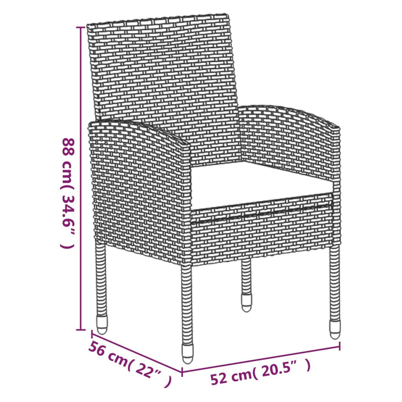 7 Piece Garden Dining Set with Cushions Black Poly Rattan Payday Deals