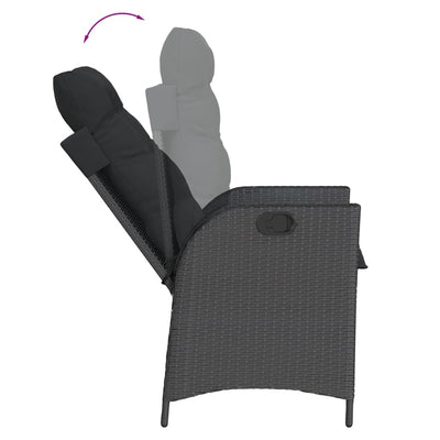 7 Piece Garden Dining Set with Cushions Black Poly Rattan Payday Deals