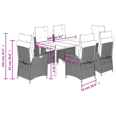 7 Piece Garden Dining Set with Cushions Black Poly Rattan Payday Deals