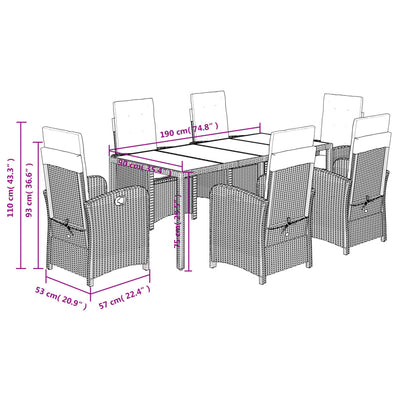7 Piece Garden Dining Set with Cushions Black Poly Rattan Payday Deals