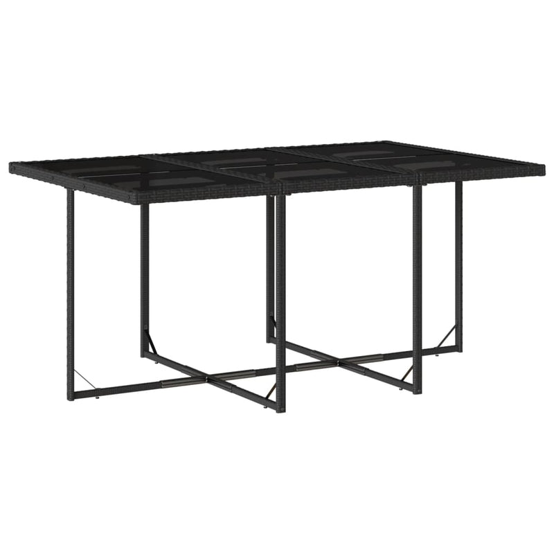 7 Piece Garden Dining Set with Cushions Black Poly Rattan Payday Deals