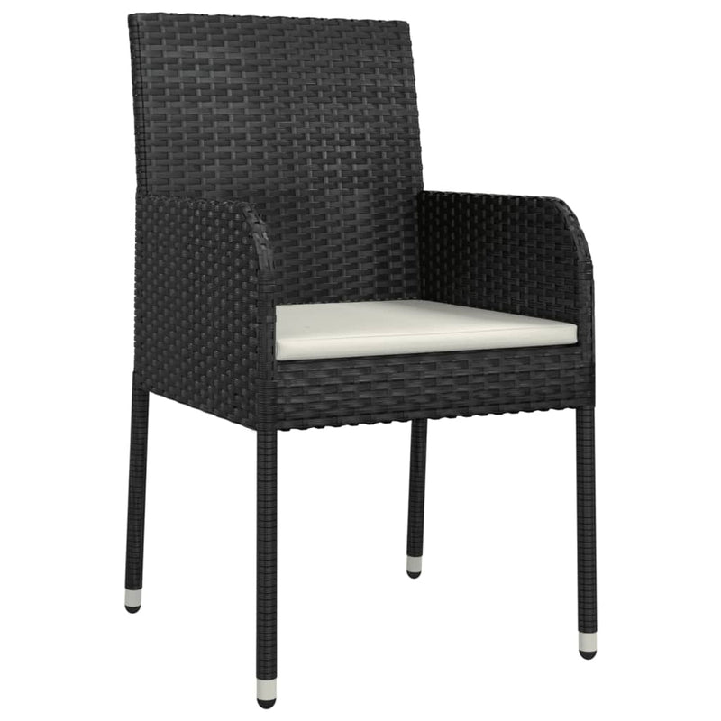 7 Piece Garden Dining Set with Cushions Black Poly Rattan Payday Deals