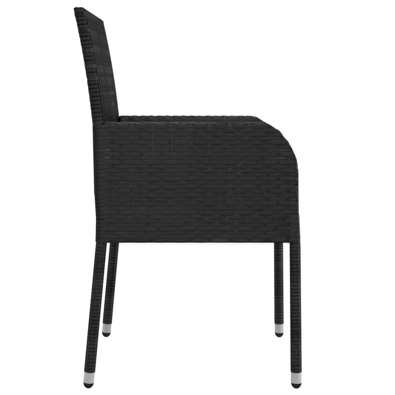 7 Piece Garden Dining Set with Cushions Black Poly Rattan Payday Deals