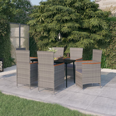7 Piece Garden Dining Set with Cushions Grey Payday Deals