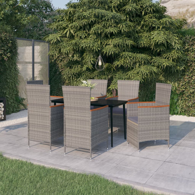 7 Piece Garden Dining Set with Cushions Grey Payday Deals