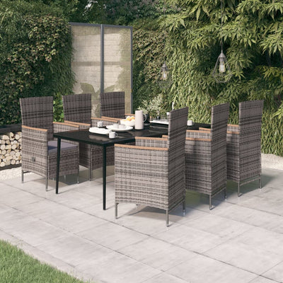 7 Piece Garden Dining Set with Cushions Grey Payday Deals