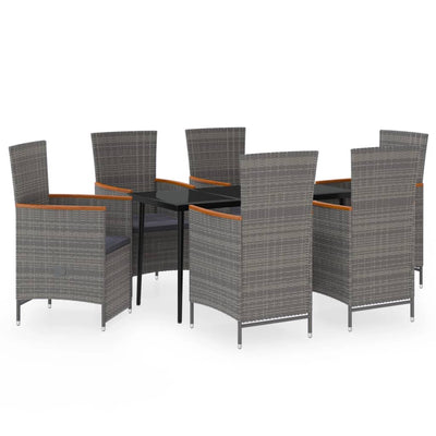 7 Piece Garden Dining Set with Cushions Grey Payday Deals