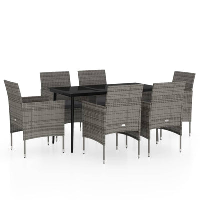 7 Piece Garden Dining Set with Cushions Grey and Black Payday Deals