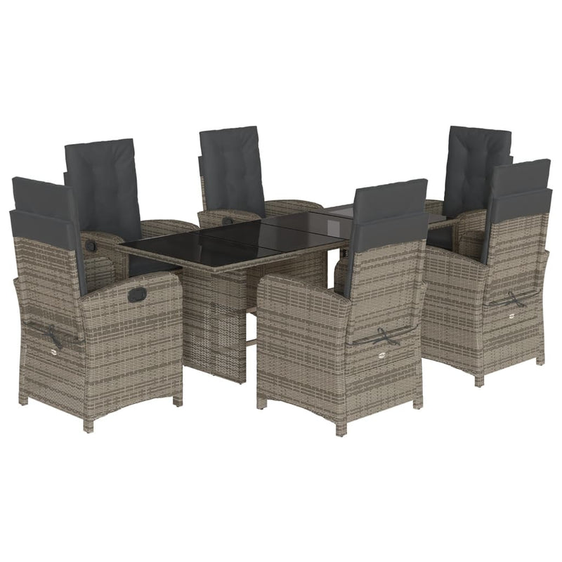 7 Piece Garden Dining Set with Cushions Grey Poly Rattan Payday Deals