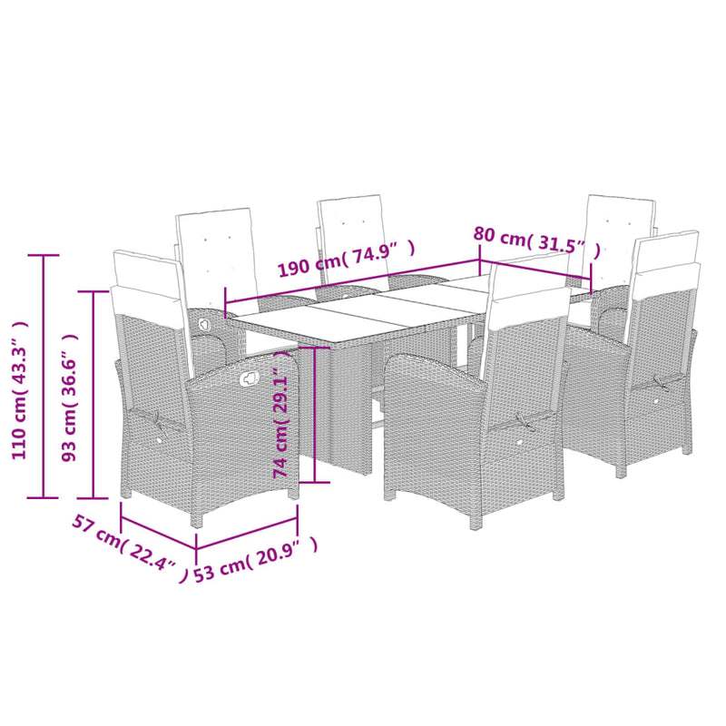 7 Piece Garden Dining Set with Cushions Grey Poly Rattan Payday Deals
