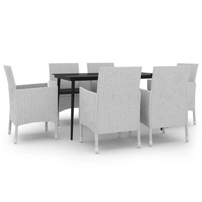 7 Piece Garden Dining Set with Cushions Poly Rattan and Glass Payday Deals