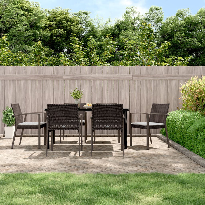 7 Piece Garden Dining Set with Cushions Poly Rattan and Steel Payday Deals