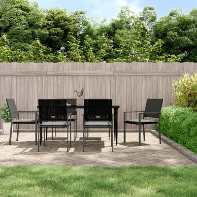 7 Piece Garden Dining Set with Cushions Poly Rattan and Steel Payday Deals