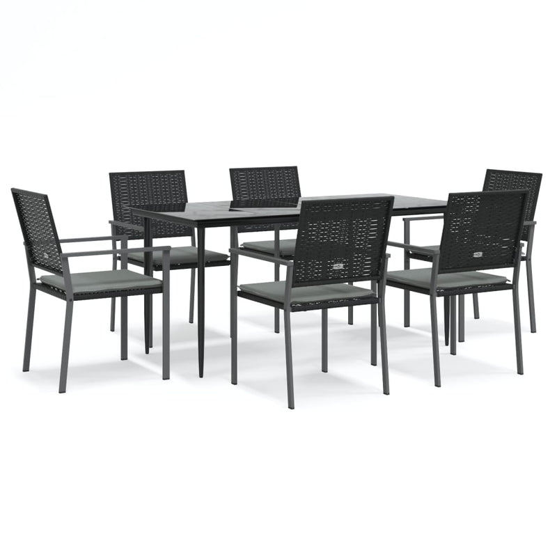 7 Piece Garden Dining Set with Cushions Poly Rattan and Steel Payday Deals