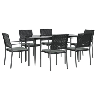 7 Piece Garden Dining Set with Cushions Poly Rattan and Steel Payday Deals