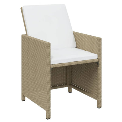 7 Piece Garden Dining Set with Cushions Poly Rattan Beige Payday Deals
