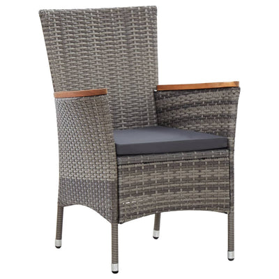 7 Piece Garden Dining Set with Cushions Poly Rattan Grey Payday Deals