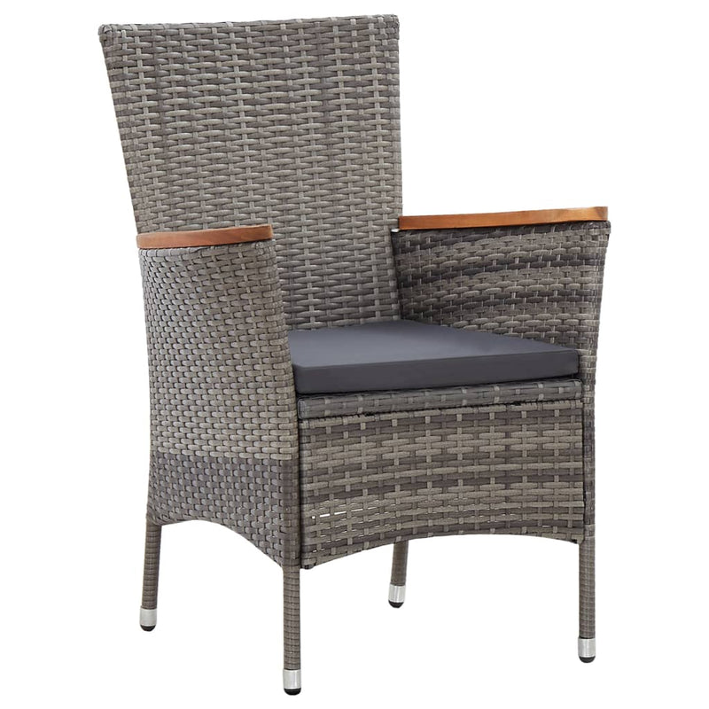 7 Piece Garden Dining Set with Cushions Poly Rattan Grey Payday Deals