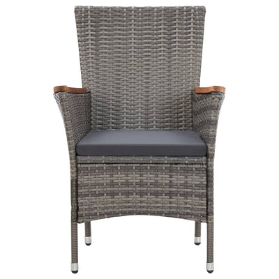 7 Piece Garden Dining Set with Cushions Poly Rattan Grey Payday Deals