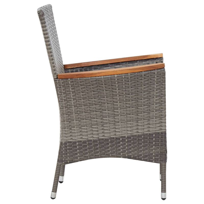 7 Piece Garden Dining Set with Cushions Poly Rattan Grey Payday Deals