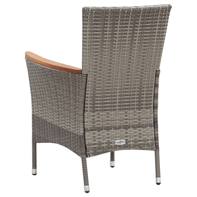 7 Piece Garden Dining Set with Cushions Poly Rattan Grey Payday Deals