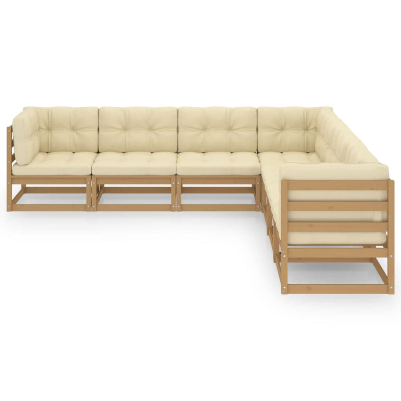 7 Piece Garden Lounge Set & Cushions Honey Brown Solid Pinewood Payday Deals