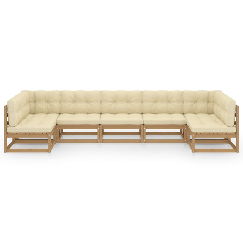 7 Piece Garden Lounge Set&Cushions Honey Brown Solid Pinewood Payday Deals