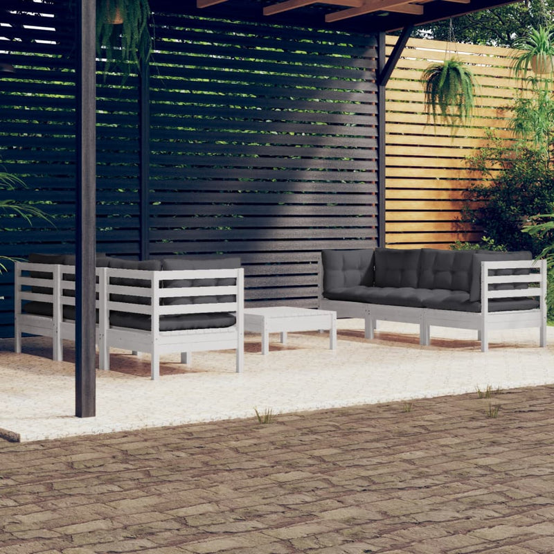 7 Piece Garden Lounge Set with Anthracite Cushions Pinewood Payday Deals