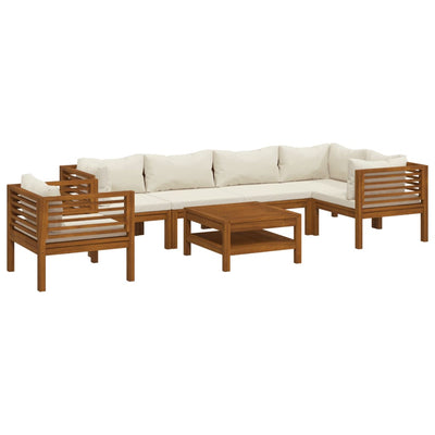 7 Piece Garden Lounge Set with Cream Cushion Solid Acacia Wood Payday Deals
