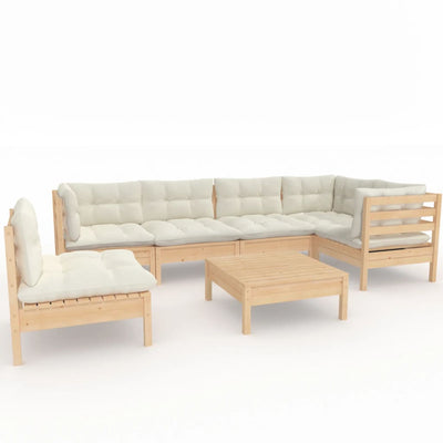 7 Piece Garden Lounge Set with Cream Cushions Pinewood Payday Deals