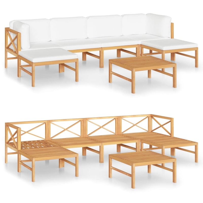 7 Piece Garden Lounge Set with Cream Cushions Solid Teak Wood Payday Deals