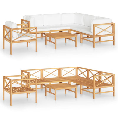 7 Piece Garden Lounge Set with Cream Cushions Solid Teak Wood Payday Deals