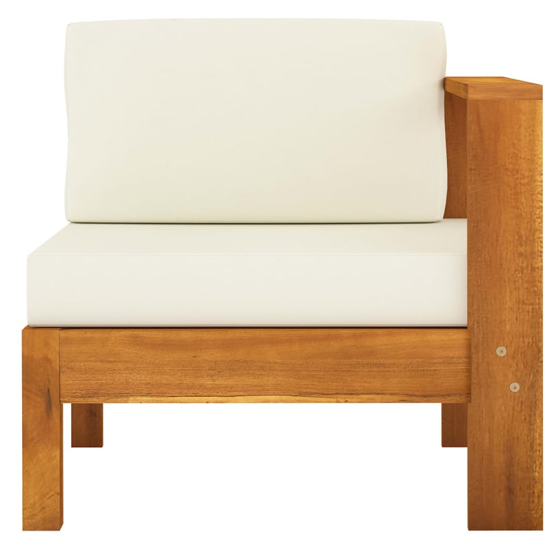 7 Piece Garden Lounge Set with Cream White Cushions Acacia Wood Payday Deals