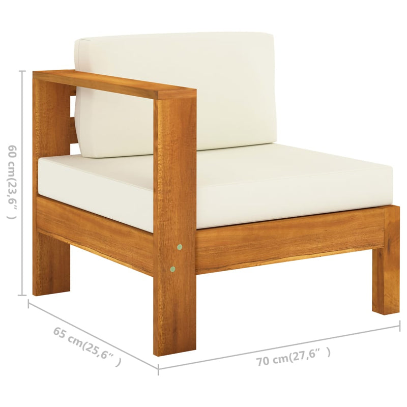 7 Piece Garden Lounge Set with Cream White Cushions Acacia Wood Payday Deals