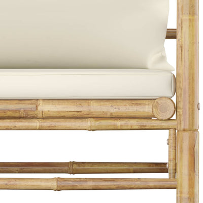 7 Piece Garden Lounge Set with Cream White Cushions Bamboo Payday Deals