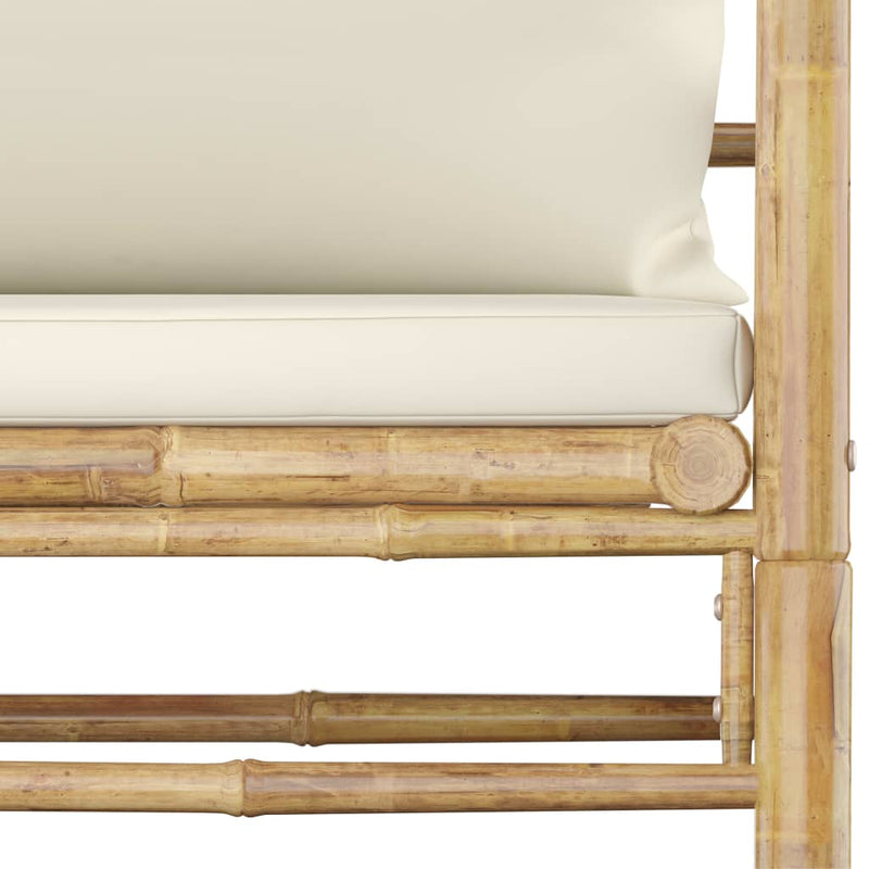7 Piece Garden Lounge Set with Cream White Cushions Bamboo Payday Deals
