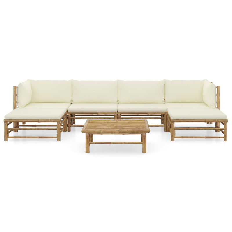7 Piece Garden Lounge Set with Cream White Cushions Bamboo Payday Deals