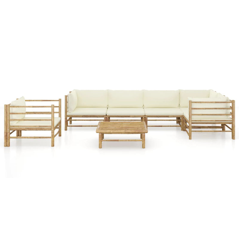 7 Piece Garden Lounge Set with Cream White Cushions Bamboo Payday Deals
