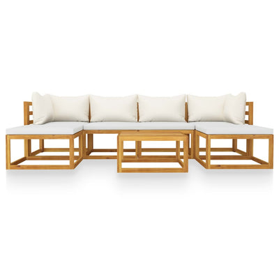 7 Piece Garden Lounge Set with Cushion Cream Solid Acacia Wood Payday Deals